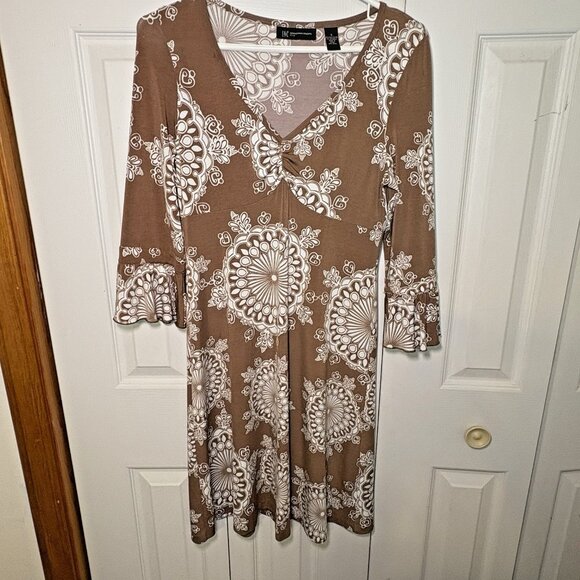 INC International Concepts Womens Babydoll Dress Medium Y2K Boho Floral Abstract - Picture 1 of 9